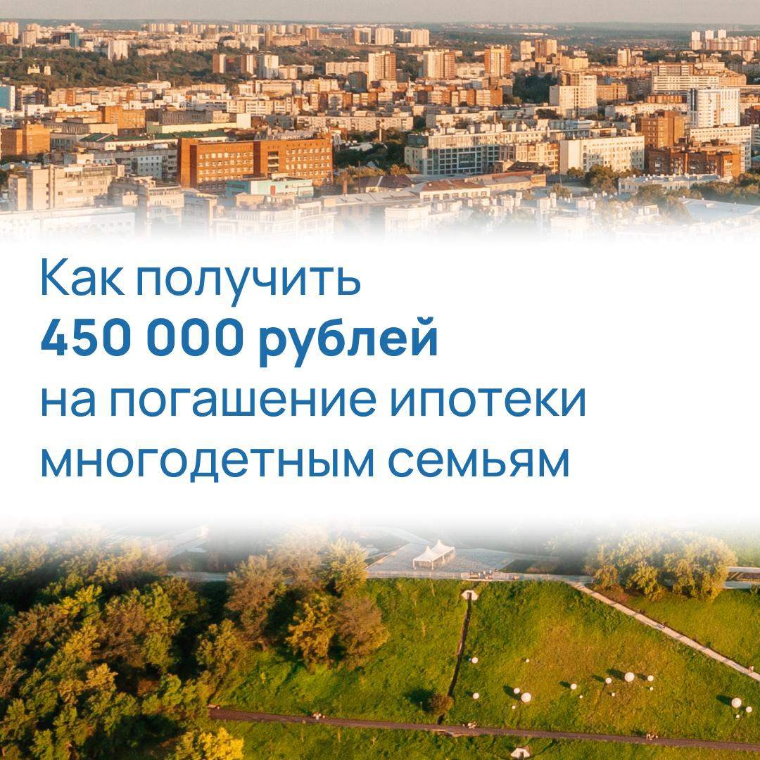 450 тысяч рублей на погашение ипотеки для многодетных семей